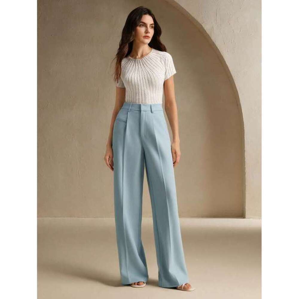 Anewsta Black Urban Chic Casual Loose Straight-Leg Belt Suit Pants - Picture 5 of 6